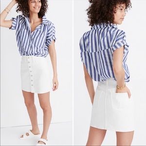 Madewell Stretch Denim Straight Mini Button Front Skirt